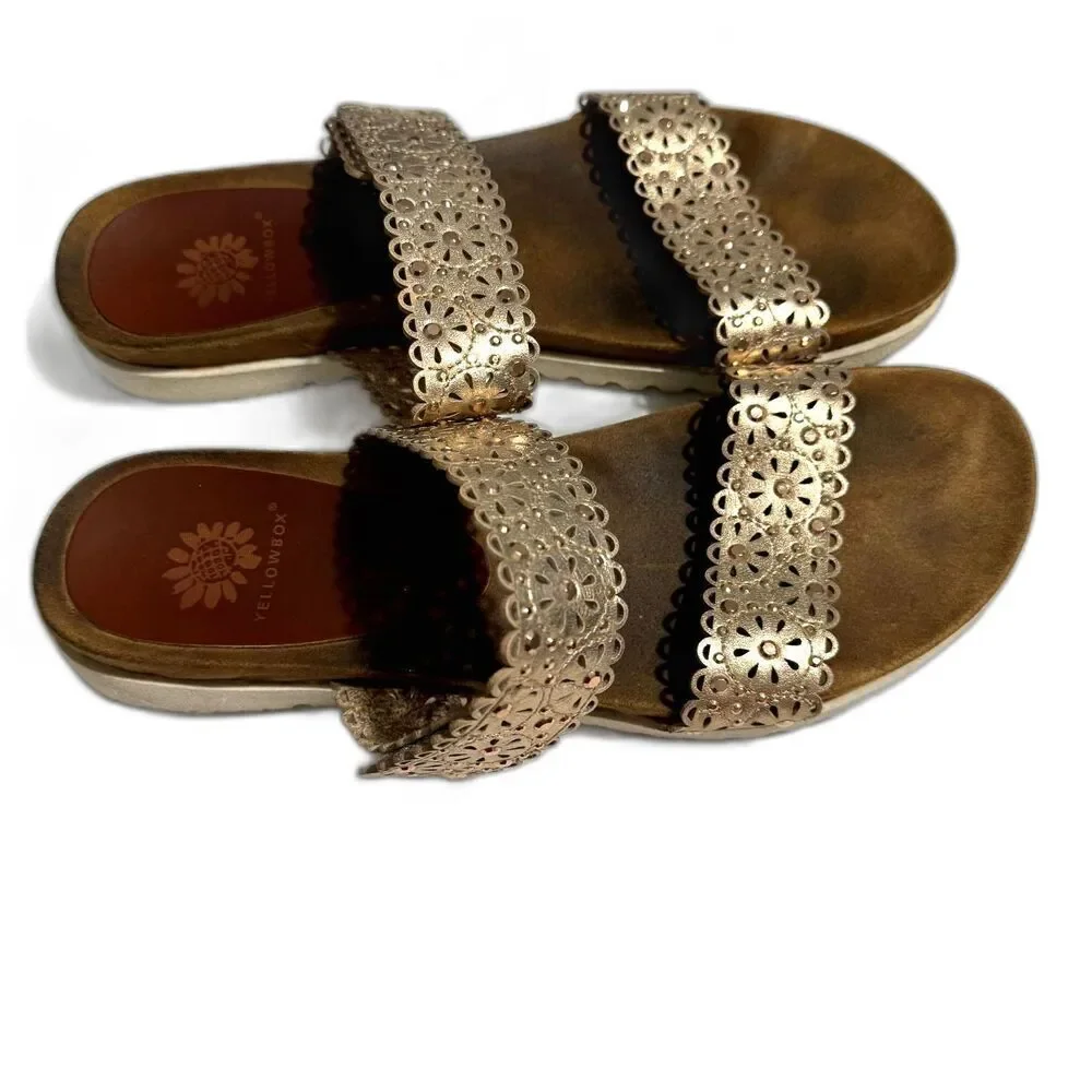 Yellow Box Sandal Mahala Flat Rosegold Comfort Strappy Adjustable Women sz 8.5 - Picture 3 of 11